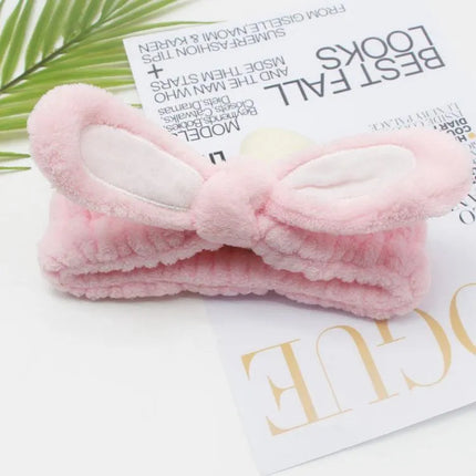 3 Pack Women Bunny Ears Headband Fashionable Face Washing Hair band Cute Hairband Fluffy Elastic Makeup Rabbit Headbands - PremiumBrandGoods