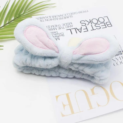 3 Pack Women Bunny Ears Headband Fashionable Face Washing Hair band Cute Hairband Fluffy Elastic Makeup Rabbit Headbands - PremiumBrandGoods