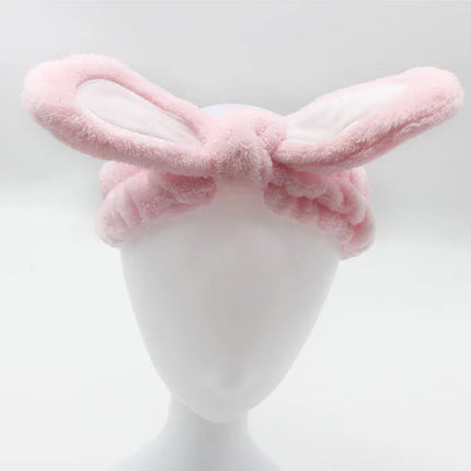 3 Pack Women Bunny Ears Headband Fashionable Face Washing Hair band Cute Hairband Fluffy Elastic Makeup Rabbit Headbands - PremiumBrandGoods