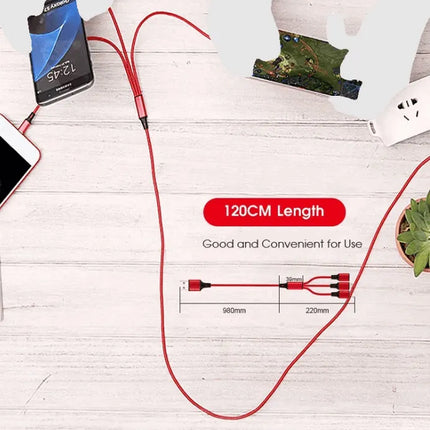 3 Port Fast LED Car Charger + 3 in 1 Cable Combo Black - PremiumBrandGoods