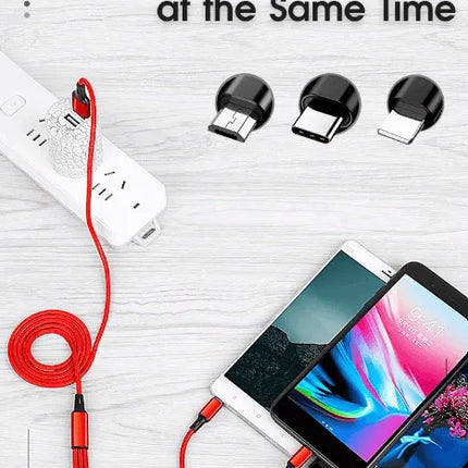3 Port Fast LED White Car Charger + 3 in 1 Cable Combo Gold - PremiumBrandGoods