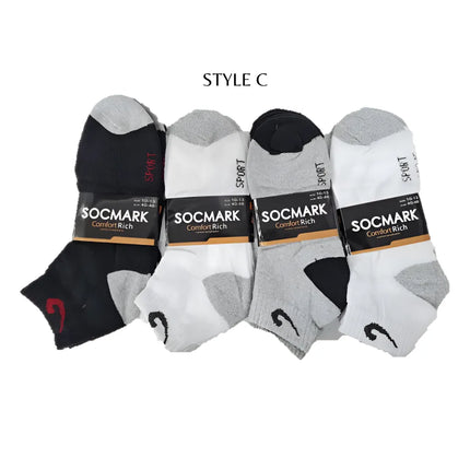 12 Pairs Ankle Socks 9-11 , 10-13 (8 styles) Active , Unisex - PremiumBrandGoods
