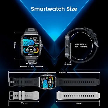 Smartwatch for Men Fitness Smart Watch: 2.0 inch Wrist Watch with Bluetooth Call Answer - Android iOS Compatible Military 3ATM Waterproof 100+ Sports Digital Activity Tracker Heart Rate Sleep Monitor - PremiumBrandGoods