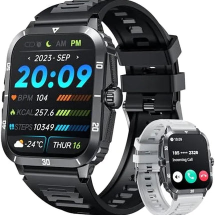 Smartwatch for Men Fitness Smart Watch: 2.0 inch Wrist Watch with Bluetooth Call Answer - Android iOS Compatible Military 3ATM Waterproof 100+ Sports Digital Activity Tracker Heart Rate Sleep Monitor - PremiumBrandGoods