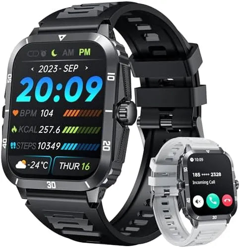 Smartwatch for Men Fitness Smart Watch: 2.0 inch Wrist Watch with Bluetooth Call Answer - Android iOS Compatible Military 3ATM Waterproof 100+ Sports Digital Activity Tracker Heart Rate Sleep Monitor - PremiumBrandGoods