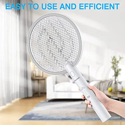 PALONE Electric Fly Swatter 3000V Bug Zapper Racket 2 in 1 Fly Swatter with 1200mAh Battery Rechargeable Mosquito Killer Lamp with 3 Layers Safety Mesh for Indoor and Outdoor - PremiumBrandGoods