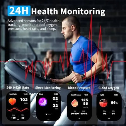 Smart Watch(Answer/Dial Calls), 2.06" AMOLED Screen Smartwatch for Men Women, Fitness Tracker with 120+Sports Modes, AI Voice,Heart Rate,Blood Oxygen,IP67 Waterproof Smart Watch for Android iOS Phones - PremiumBrandGoods