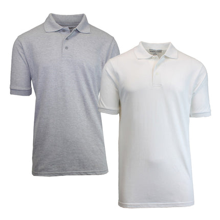 2-Pack Mens Short Sleeve Pique Polo Shirts Uniform Fitted Color Solid (S-2XL)