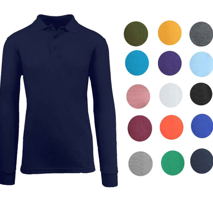 Men Long Sleeve Polo Shirt Size S M L Xl XXl New Standard Neck Classic Uniform