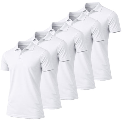 Men's Short Sleeve Moisture Wicking Polo Shirts Lounge Running Gym 5-PACK NEW