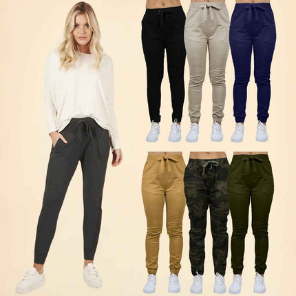 Women's Slim-Fit Cotton Twill Jogger Pants With Pockets Cotton Lounge (S-2XL)