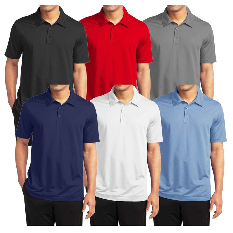 Men's Short Sleeve Moisture Wicking Polo Shirts Lounge Running Gym 3-PACK NEW