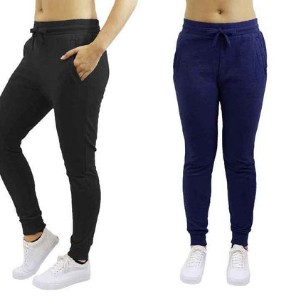 Womens Jogger Pants French Terry Cotton Blend Lounge Sweatpants 2-PACK
