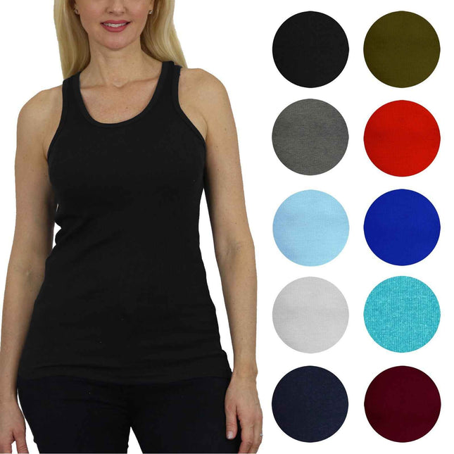 Women's Ribbed Tank Top - Soft Cotton Blend, Regular Fit, Gym & Lounge Wear
