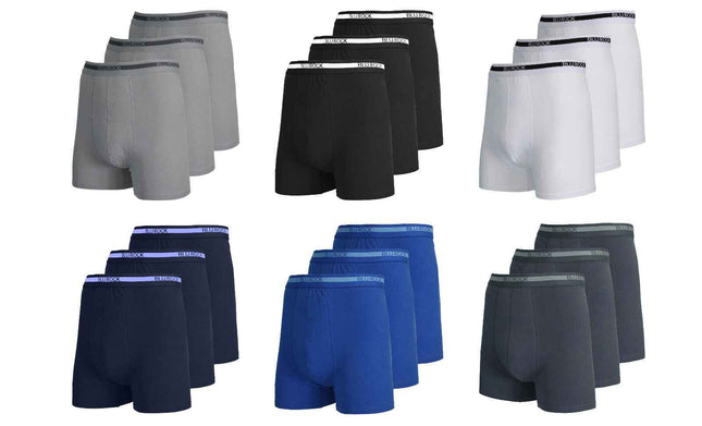 Men's  Stretch Cotton Boxer Briefs (9-Pack) (Sizes: S-2XL) NWT Free Shipping