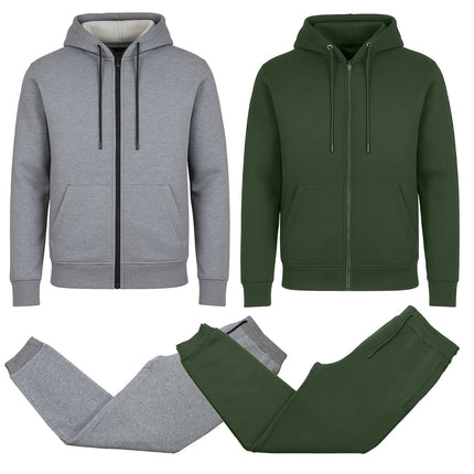 Men’s 4-Piece Fleece-Lined Full Zip Hoodie & Jogger Set – Free Shipping (S–3XL)