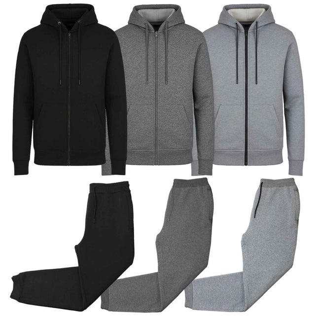 Men’s 4-Piece Fleece-Lined Full Zip Hoodie & Jogger Set – Free Shipping (S–3XL)
