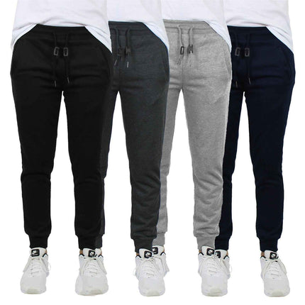 4 PACK Mens Jogger Pants Sweatpants Active Gym Lounge Running Slim Fit NWT