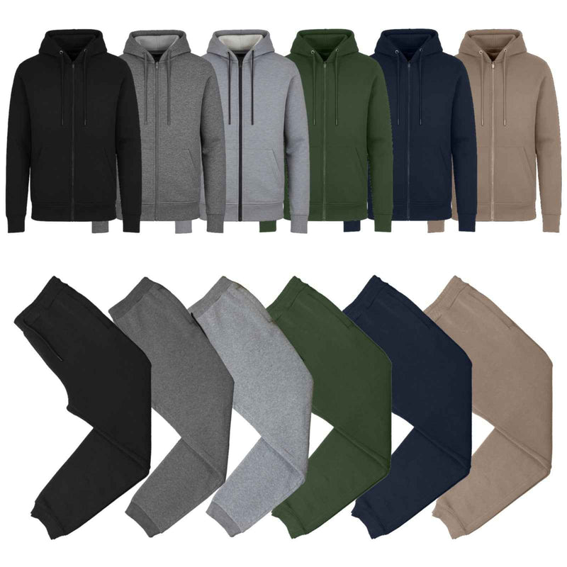 Mens Fleece Hoodie and Joggers Set 2 Piece Full Zip Sweatsuit Outfit Gym (S-3XL)