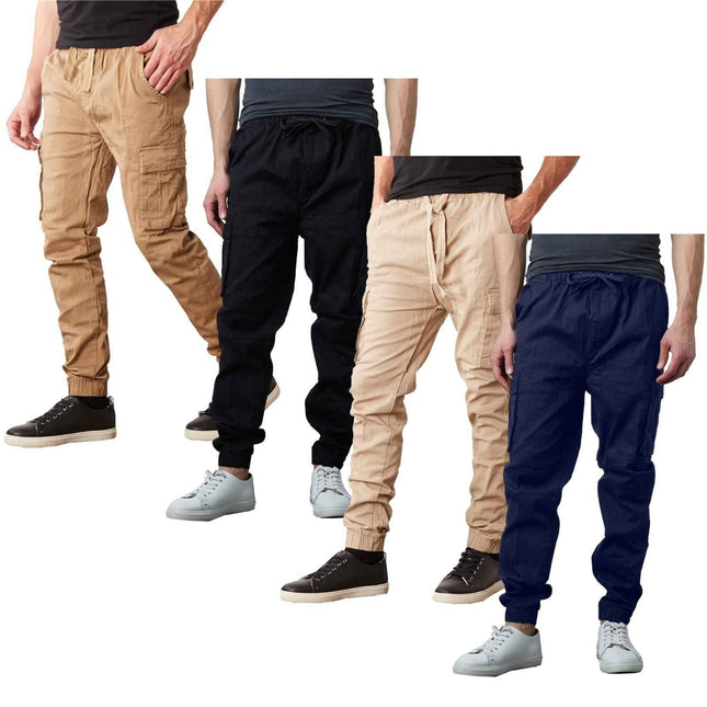 Mens Cargo Jogger Pants Cotton Flex with Stretch Comfort (Size: S-2XL) FREE SHIP