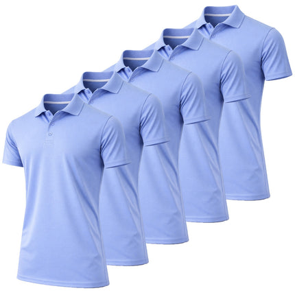 Men's Short Sleeve Moisture Wicking Polo Shirts Lounge Running Gym 5-PACK NEW