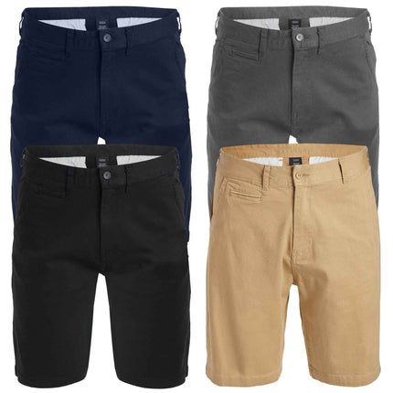 Mens Cotton Flex Stretch Button Closure Chino Shorts (Sizes 30-42) NEW 2-PACK