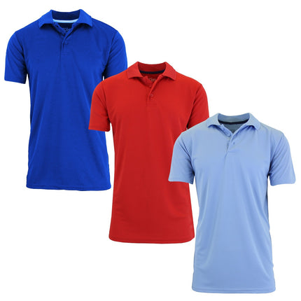 Men's Short Sleeve Moisture Wicking Polo Shirts Lounge Running Gym 3-PACK NEW