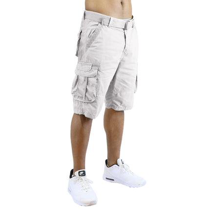 Men's Distressed Washed Cotton Cargo Shorts With Belt (Size 30-42) NEW FREE SHIP
