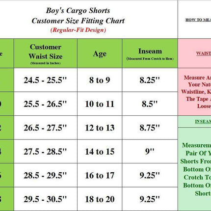 Boys Flex Comfort Super Stretch Cotton Cargo Shorts (Sizes: 8-18) New FREE SHIP