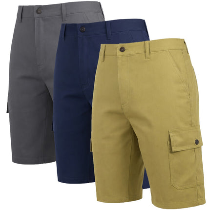 3-Pack Men's Cotton Flex Stretch Cargo Shorts W/o Belt