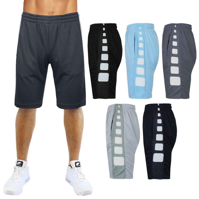 Men's Moisture Wicking Performance Active Mesh Shorts With Side Block Design NEW