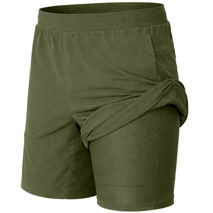 Men's 2-in-1 Running Shorts Quick Dry Stretch Athletic Gym Workout Shorts