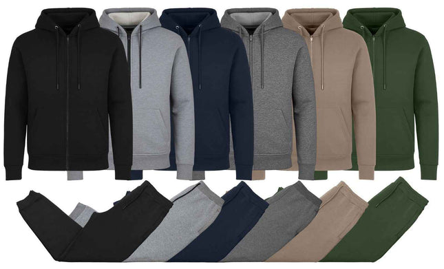 Men's Fleece Lined Hoodie & Jogger Sweatpants Set Activewear Lounge (S-2XL)