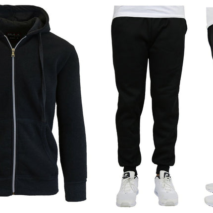 Men's Fleece Lined Hoodie & Jogger Sweatpants Set Activewear Lounge (S-2XL)