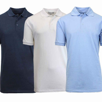 3 Pack - Men's Pique Polo Shirt - Uniform - Lounge- Casual - Free Shipping- NWT
