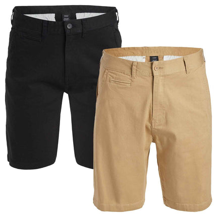 Mens Cotton Flex Stretch Button Closure Chino Shorts (Sizes 30-42) NEW 2-PACK