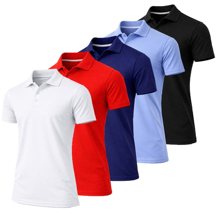 Men's Short Sleeve Moisture Wicking Polo Shirts Lounge Running Gym 5-PACK NEW