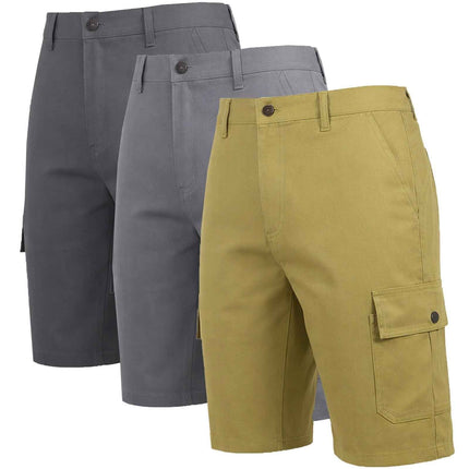 3-Pack Men's Cotton Flex Stretch Cargo Shorts W/o Belt