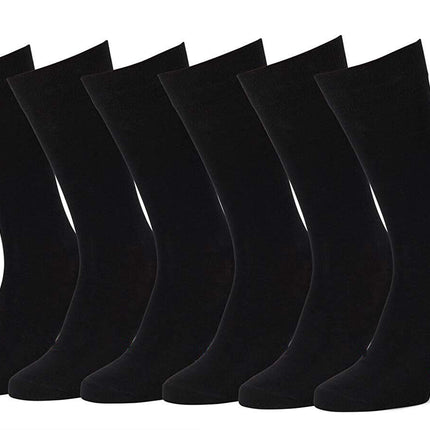 New 6 Pairs Mens Black Classic Dress Socks Calf Casual Fashion Crew Solid Sox - PremiumBrandGoods