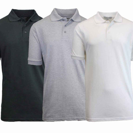 3 Pack - Men's Pique Polo Shirt - Uniform - Lounge- Casual - Free Shipping- NWT