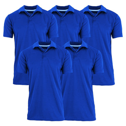 Men's Short Sleeve Moisture Wicking Polo Shirts Lounge Running Gym 5-PACK NEW