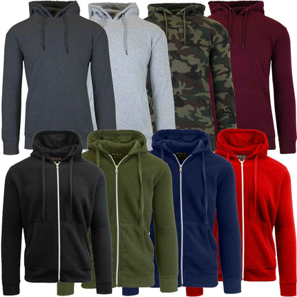 Mens Fleece Zipper & Pullover Hoodie Jacket Sweatshirt Gym Activewear (S-5XL)