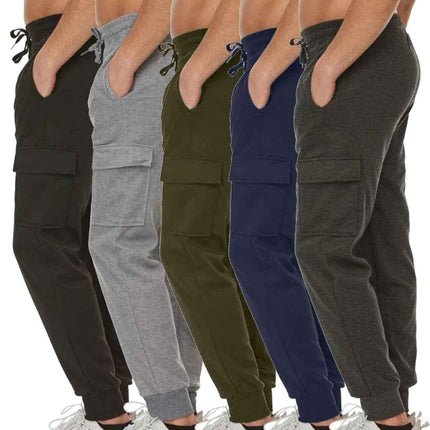Men Fleece-Lined Cargo Jogger Sweatpants FREE SHIPPING (Size: S-3XL) (3-Pack)