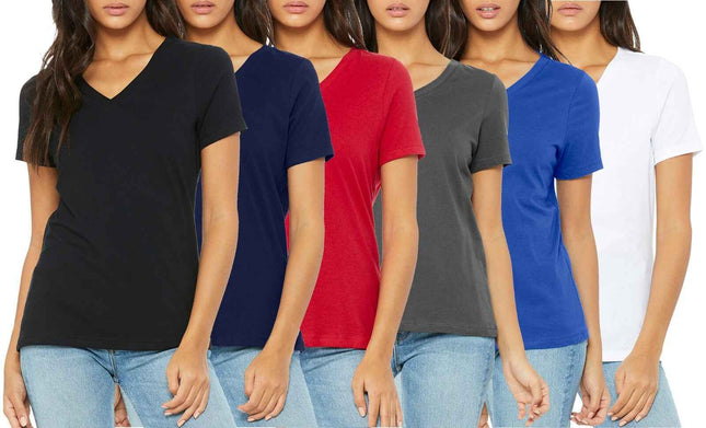 Womens V-Neck Short Sleeve Tee T-Shirts Solid Active Undershirt Gym Breathable