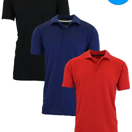 Men's Short Sleeve Moisture Wicking Polo Shirts Lounge Running Gym 3-PACK NEW