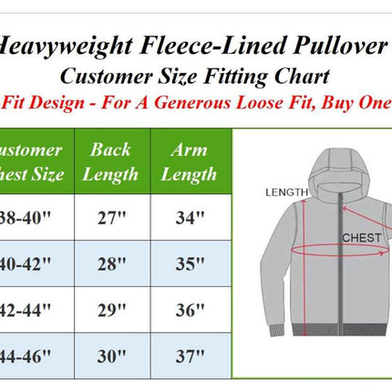 Men's Heavyweight Premium Fabric Fleece Lined Pullover Hoodie (S-2XL) FREE SHIP
