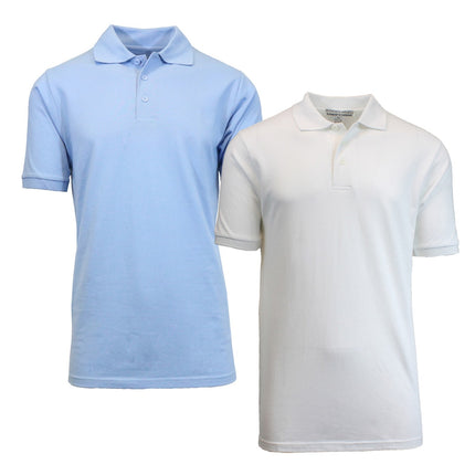2-Pack Mens Short Sleeve Pique Polo Shirts Uniform Fitted Color Solid (S-2XL)