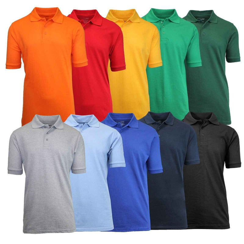 2-Pack Mens Short Sleeve Pique Polo Shirts Uniform Fitted Color Solid (S-2XL)
