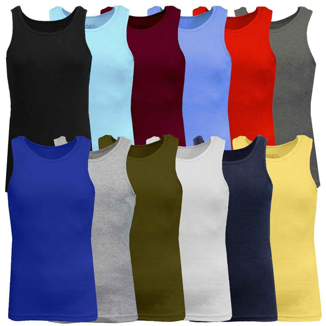Men's 3 Pack Ribbed Tank Top Shirts Muscle Sleeveless Gym Beach Undershirt NWT
