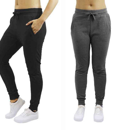 Womens Jogger Pants French Terry Cotton Blend Lounge Sweatpants 2-PACK